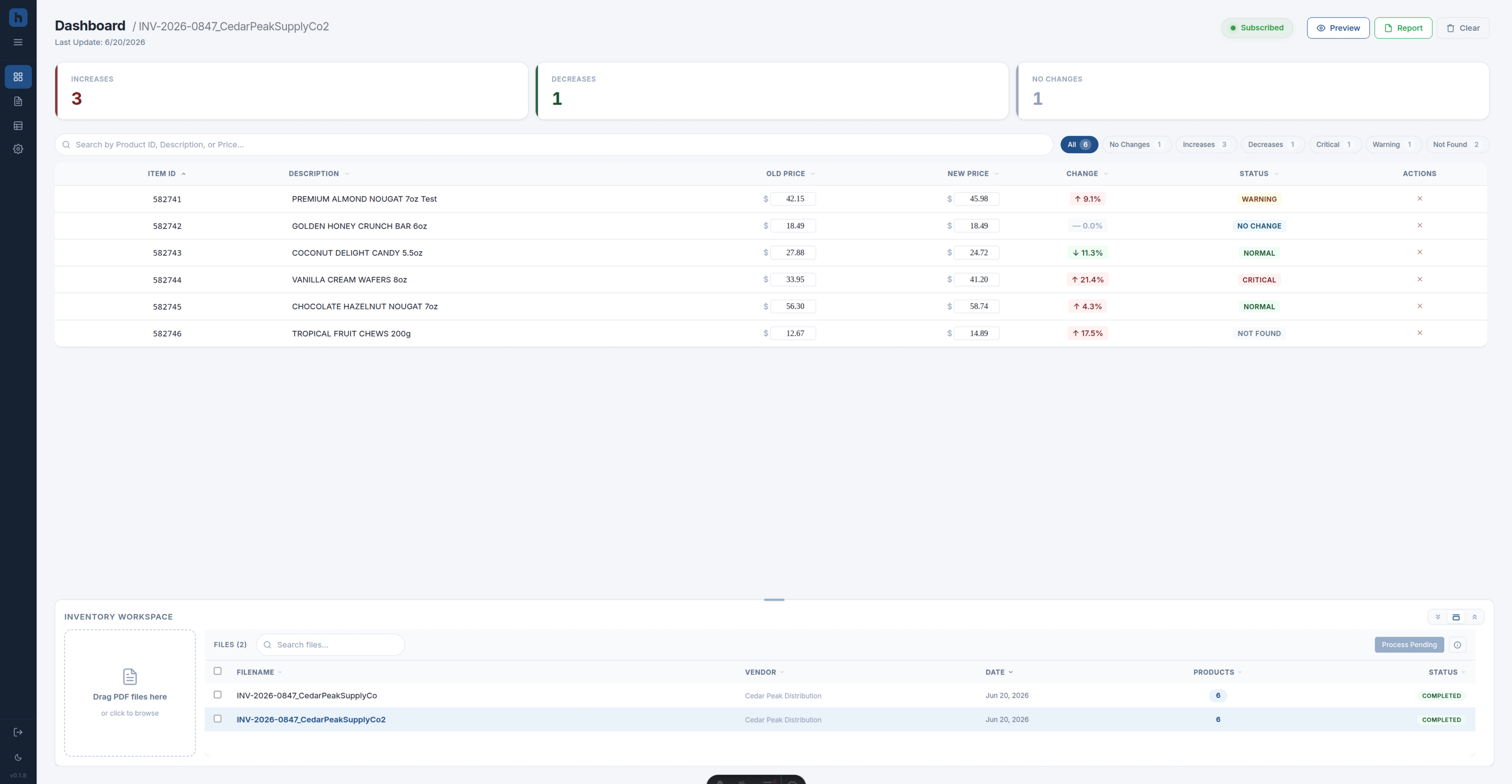 Inventra dashboard preview